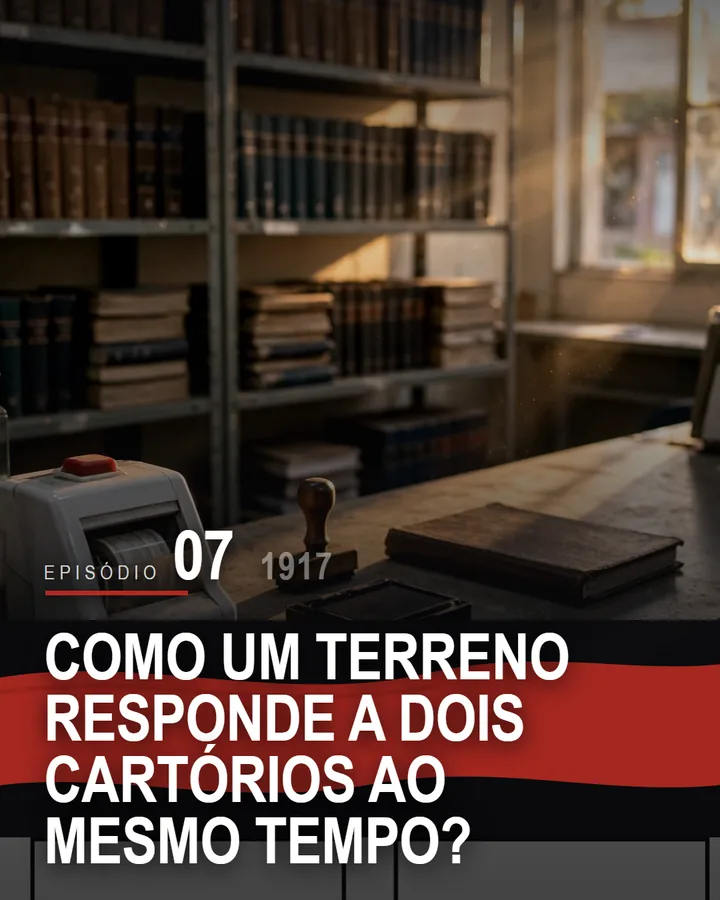 Capa do episódio 7 da série do Banco de Crédito Móvel: Como um terreno responde a dois cartórios ao mesmo tempo?