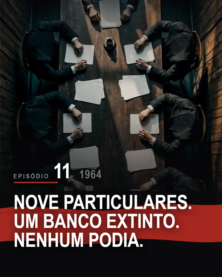 Capa do episódio 11 da série do Banco de Crédito Móvel: Nove particulares. Um banco extinto. Nenhum podia.