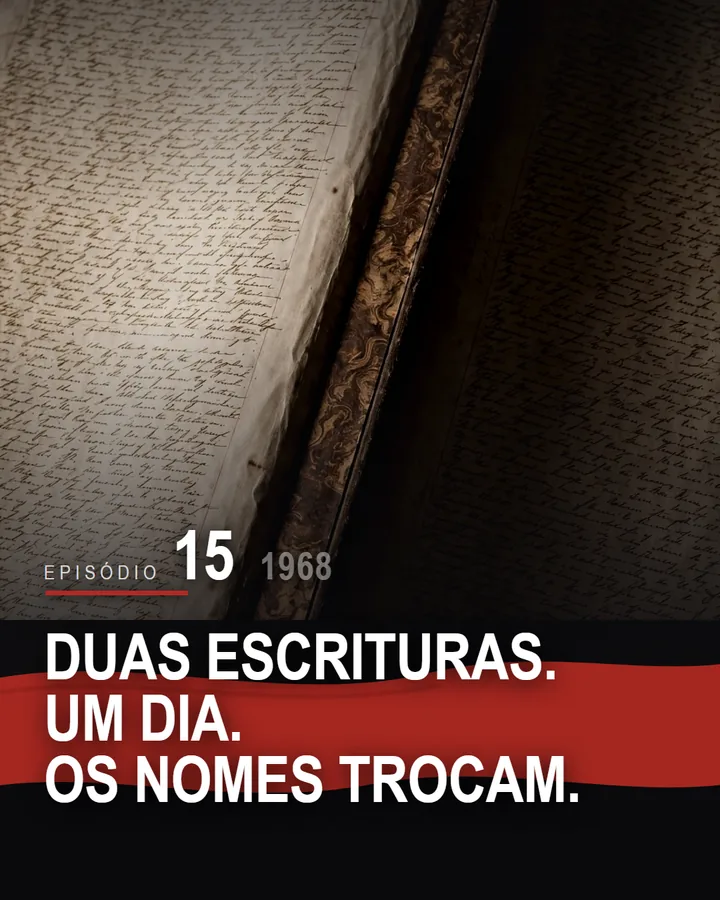Capa do episódio 15 da série do Banco de Crédito Móvel: Duas escrituras. Um dia. Os nomes trocam.